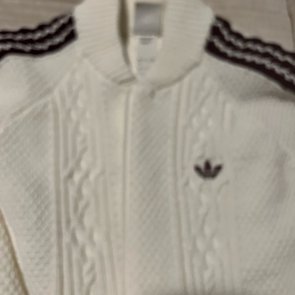 NWOT Adidas Women's Cream Cardigan with Burgundy Accents - Picture 15 of 15